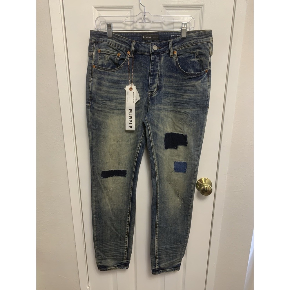 NWT Purple Brand Slim Fit Low Rise Slim Leg Mens Jeans Blue 34 x 30